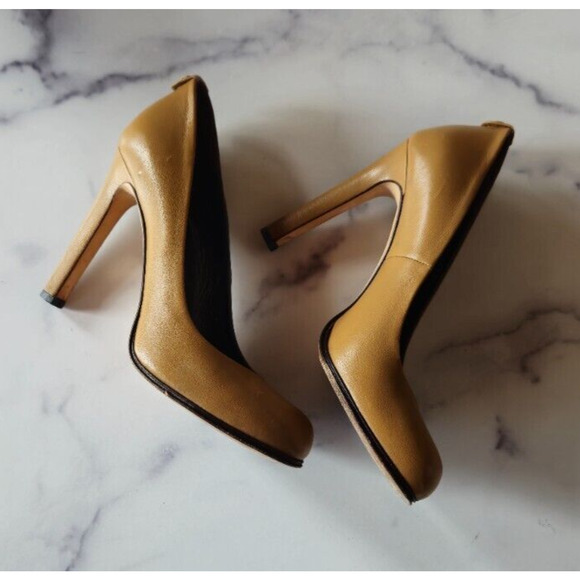 Gucci Womens Pumps 38 US 8 Tan Leather Interlocking G High Heels Slip On Shoes - Picture 12 of 16